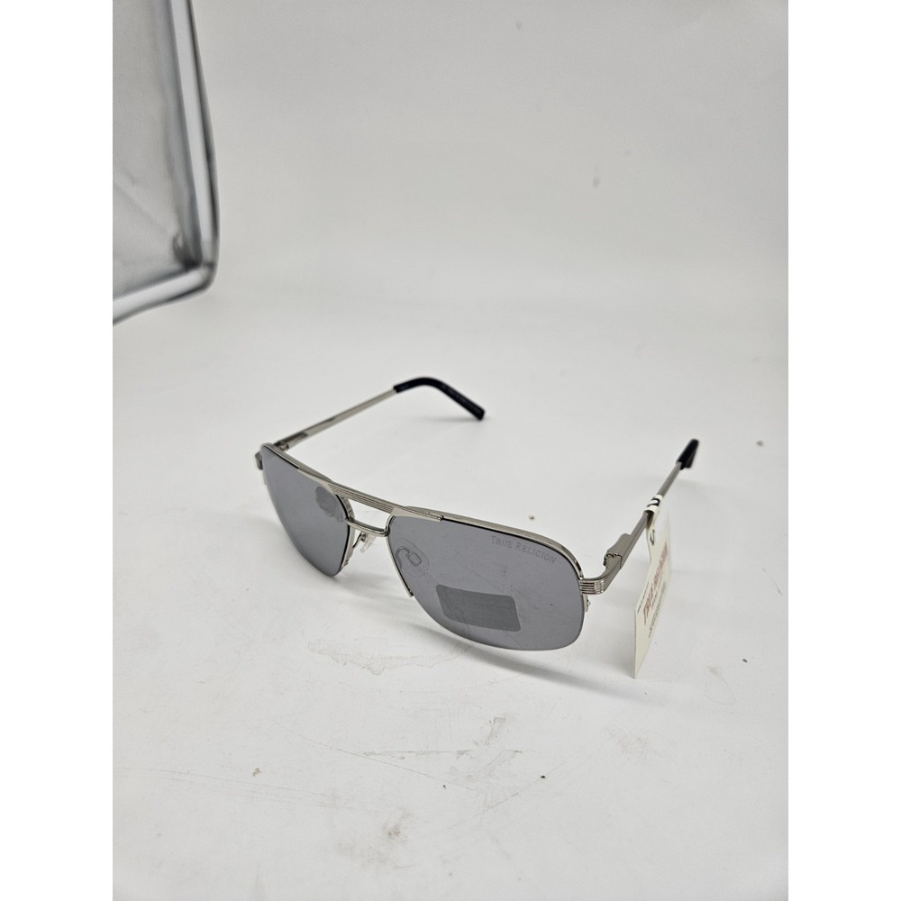 True Religion Silver Mirrored Lens Aviator Sunglasses